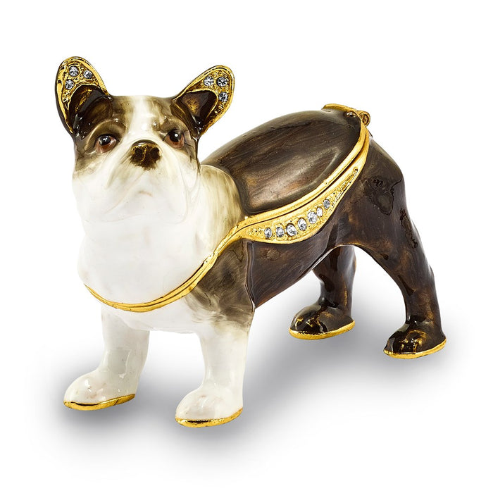 Jere Luxury Giftware, Bejeweled PIERRE French Bulldog Trinket Box with Matching Pendant
