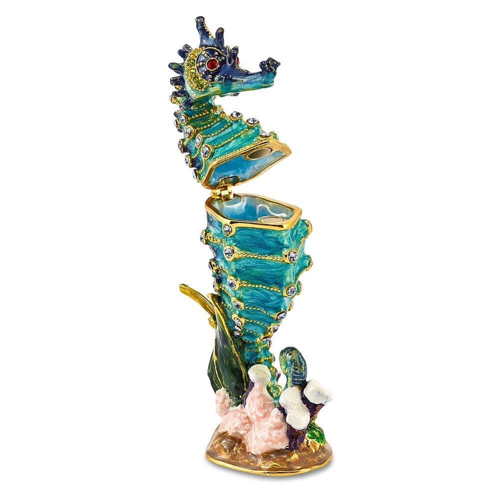 Jere Luxury Giftware, Bejeweled SIMON Seahorse Trinket Box with Matching Pendant Trinket Box & Keepsake Container Collectible Gift by Jere Luxury Giftware