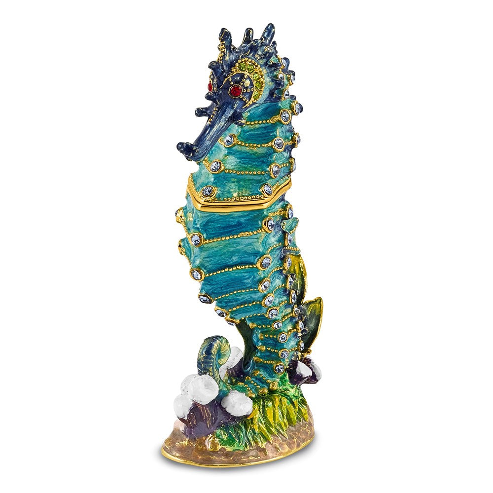 Jere Luxury Giftware, Bejeweled SIMON Seahorse Trinket Box with Matching Pendant Trinket Box & Keepsake Container Collectible Gift by Jere Luxury Giftware