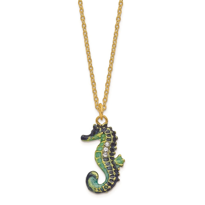 Jere Luxury Giftware, Bejeweled SIMON Seahorse Trinket Box with Matching Pendant