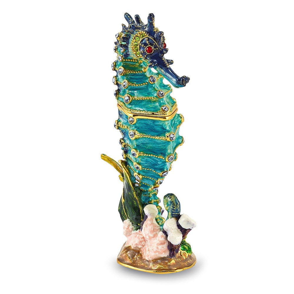 Jere Luxury Giftware, Bejeweled SIMON Seahorse Trinket Box with Matching Pendant Trinket Box & Keepsake Container Collectible Gift by Jere Luxury Giftware