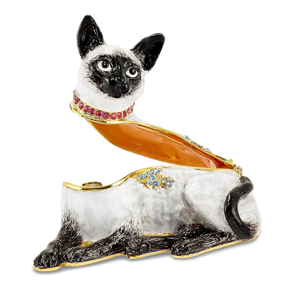 Jere Luxury Giftware, Bejeweled SOPHIE Siamese Cat Trinket Box with Matching Pendant Trinket Box & Keepsake Container Collectible Gift by Jere Luxury Giftware