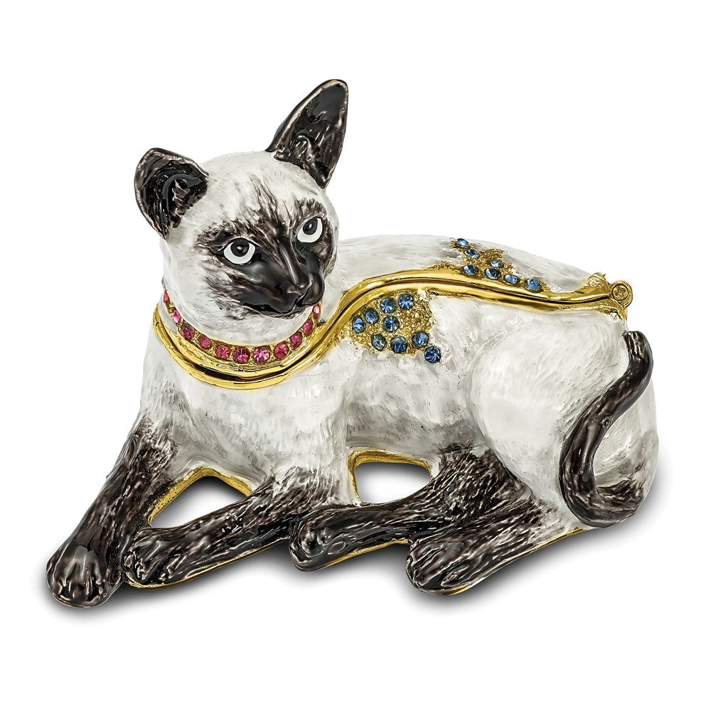 Jere Luxury Giftware, Bejeweled SOPHIE Siamese Cat Trinket Box with Matching Pendant Trinket Box & Keepsake Container Collectible Gift by Jere Luxury Giftware