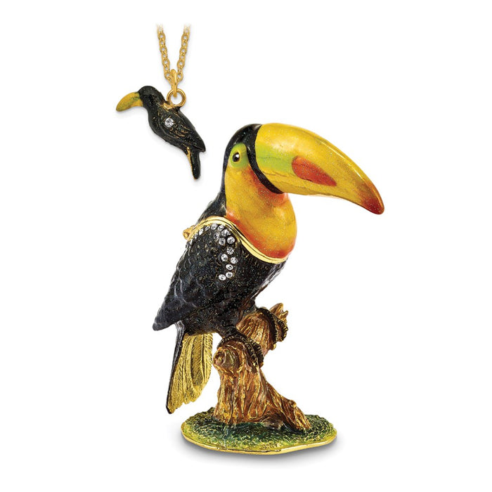 Jere Luxury Giftware, Bejeweled TANGO Toucan Trinket Box with Matching Pendant