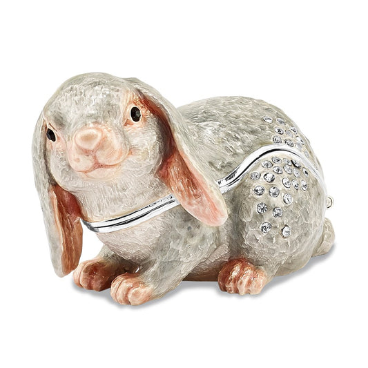 Jere Luxury Giftware, Bejeweled PHOEBE Floppy Ear Bunny Trinket Box with Matching Pendant Trinket Box & Keepsake Container Collectible Gift by Jere Luxury Giftware