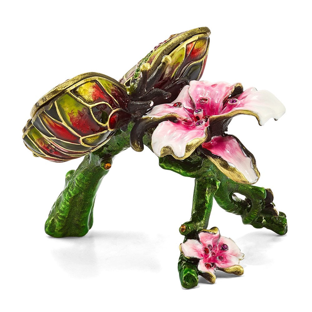 Jere Luxury Giftware, Bejeweled BELLA Butterfly & Pink Orchid Trinket Box with Matching Pendant Trinket Box & Keepsake Container Collectible Gift by Jere Luxury Giftware