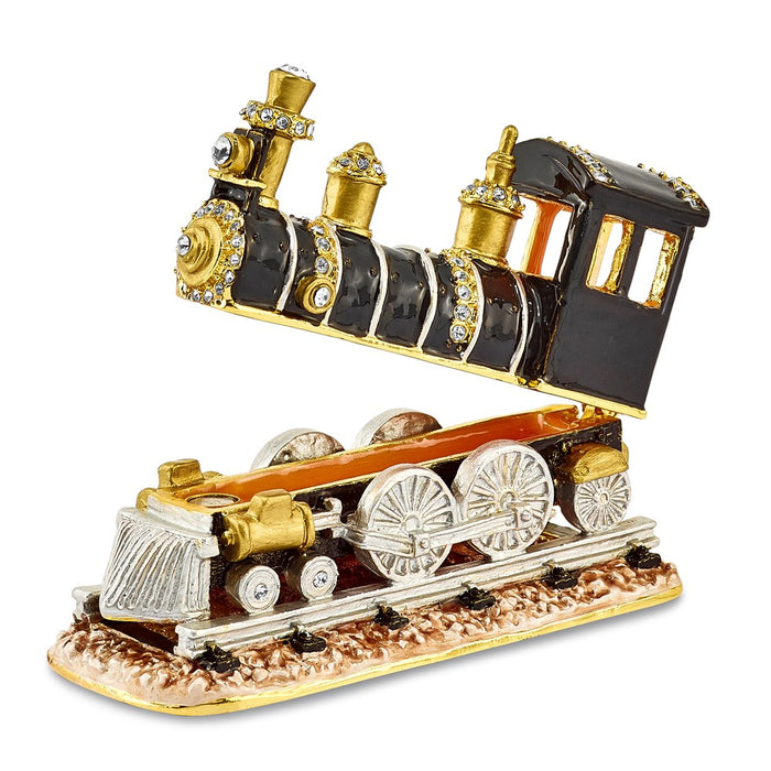 Jere Luxury Giftware, Bejeweled AXEL Steam Engine Trinket Box with Matching Pendant