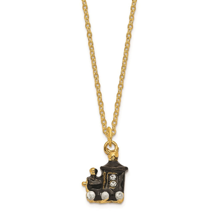 Jere Luxury Giftware, Bejeweled AXEL Steam Engine Trinket Box with Matching Pendant