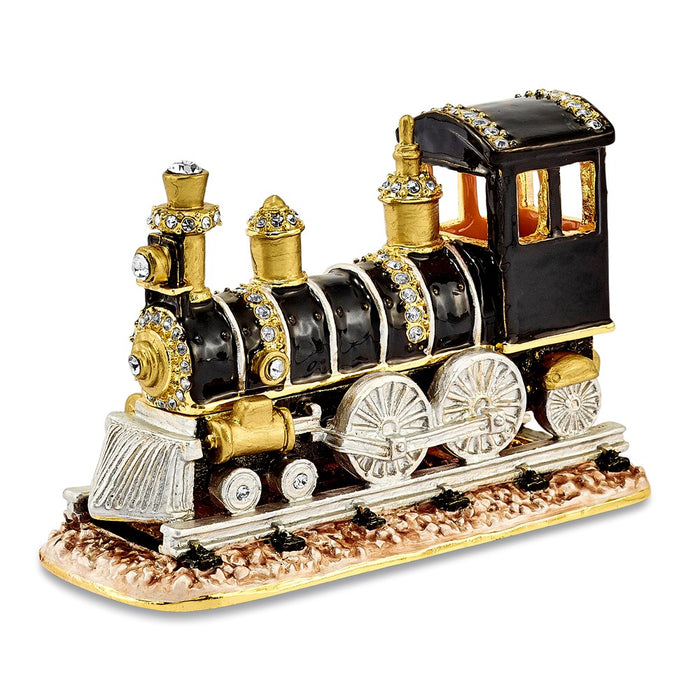 Jere Luxury Giftware, Bejeweled AXEL Steam Engine Trinket Box with Matching Pendant