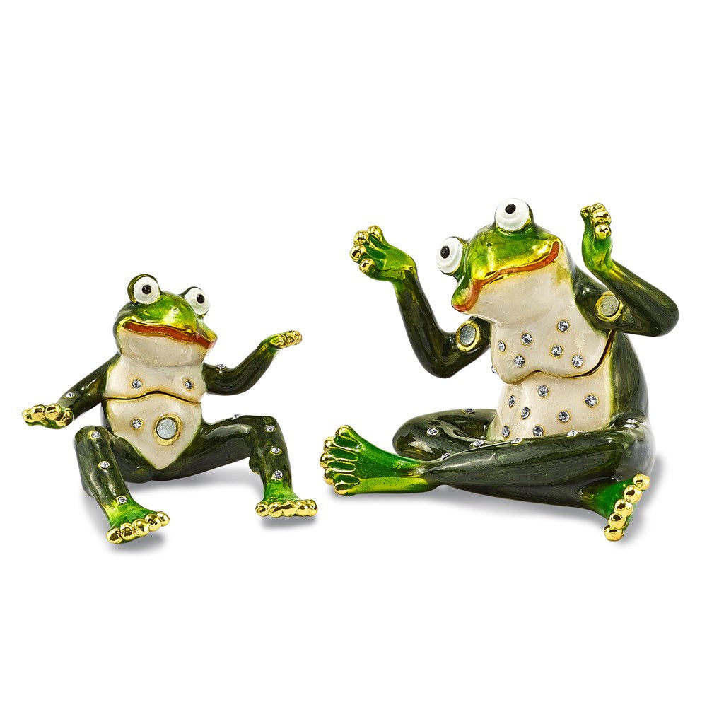 Jere Luxury Giftware, Bejeweled MAMA & TAD Frog Mother and Child Trinket Box with Matching Pendant Trinket Box & Keepsake Container Collectible Gift by Jere Luxury Giftware