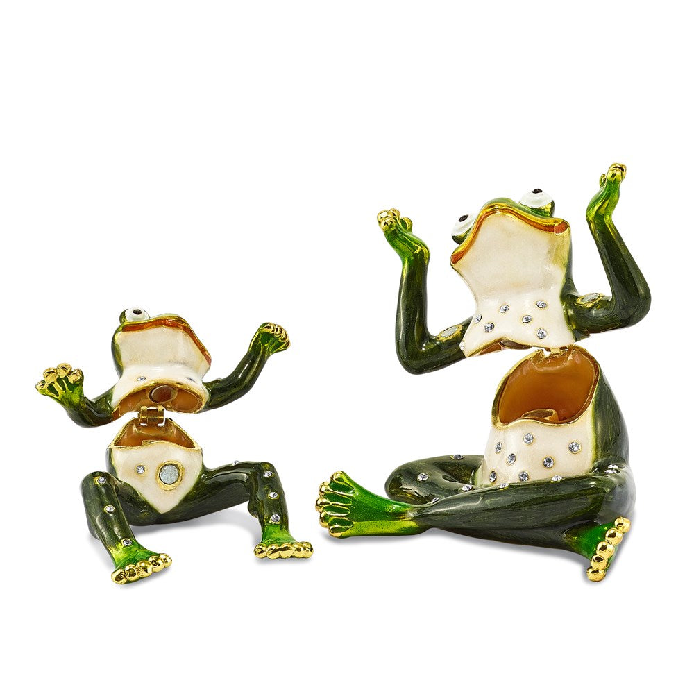 Jere Luxury Giftware, Bejeweled MAMA & TAD Frog Mother and Child Trinket Box with Matching Pendant Trinket Box & Keepsake Container Collectible Gift by Jere Luxury Giftware