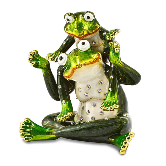 Jere Luxury Giftware, Bejeweled MAMA & TAD Frog Mother and Child Trinket Box with Matching Pendant Trinket Box & Keepsake Container Collectible Gift by Jere Luxury Giftware