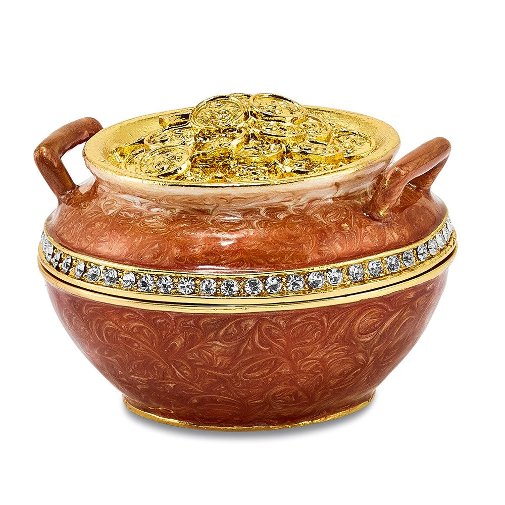Jere Luxury Giftware, Bejeweled END OF THE RAINBOW Pot of Gold Trinket Box with Matching Pendant Trinket Box & Keepsake Container Collectible Gift by Jere Luxury Giftware