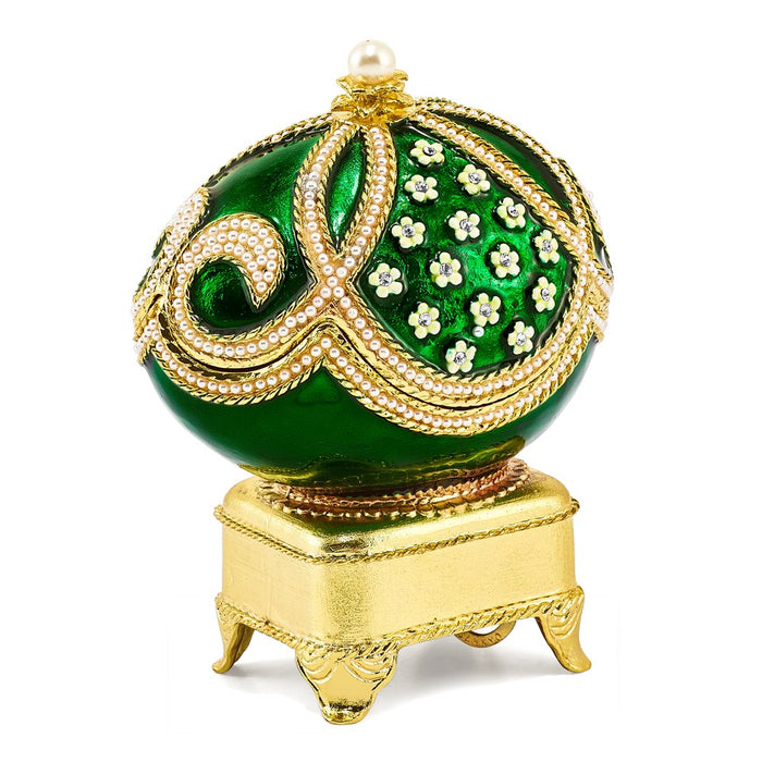 Jere Luxury Giftware, Bejeweled GREEN GRANDEUR (Plays Endless Love) Musical Egg with Matching Pendant