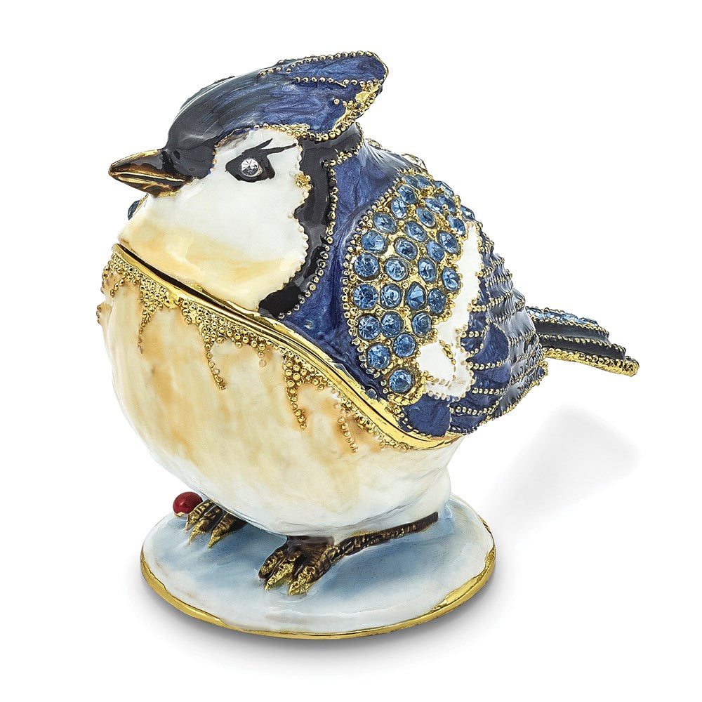 Jere Luxury Giftware, Bejeweled ADMIRAL Blue Jay Trinket Box with Matching Pendant Trinket Box & Keepsake Container Collectible Gift by Jere Luxury Giftware