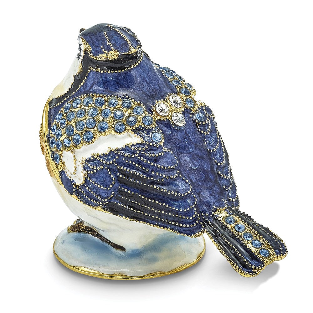 Jere Luxury Giftware, Bejeweled ADMIRAL Blue Jay Trinket Box with Matching Pendant Trinket Box & Keepsake Container Collectible Gift by Jere Luxury Giftware