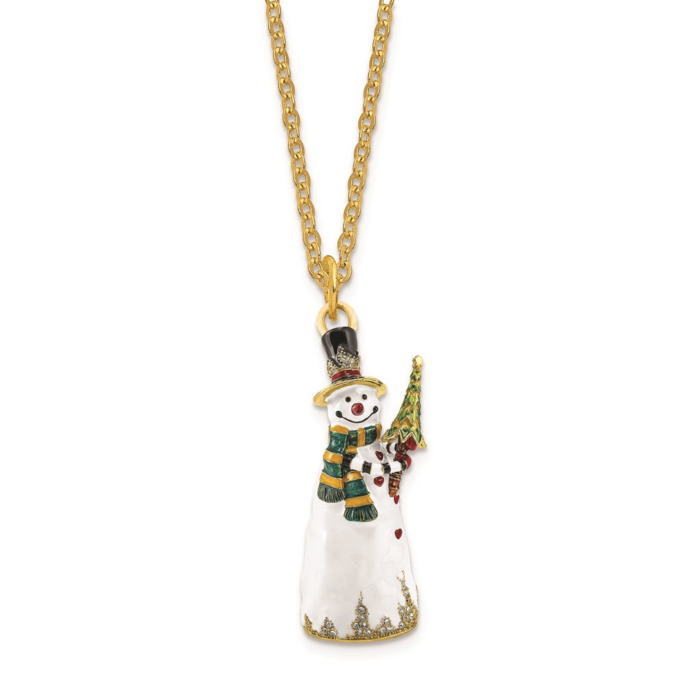 Jere Luxury Giftware, Bejeweled FRITZ Friendly Snowman Trinket Box with Matching Pendant Trinket Box & Keepsake Container Collectible Gift by Jere Luxury Giftware