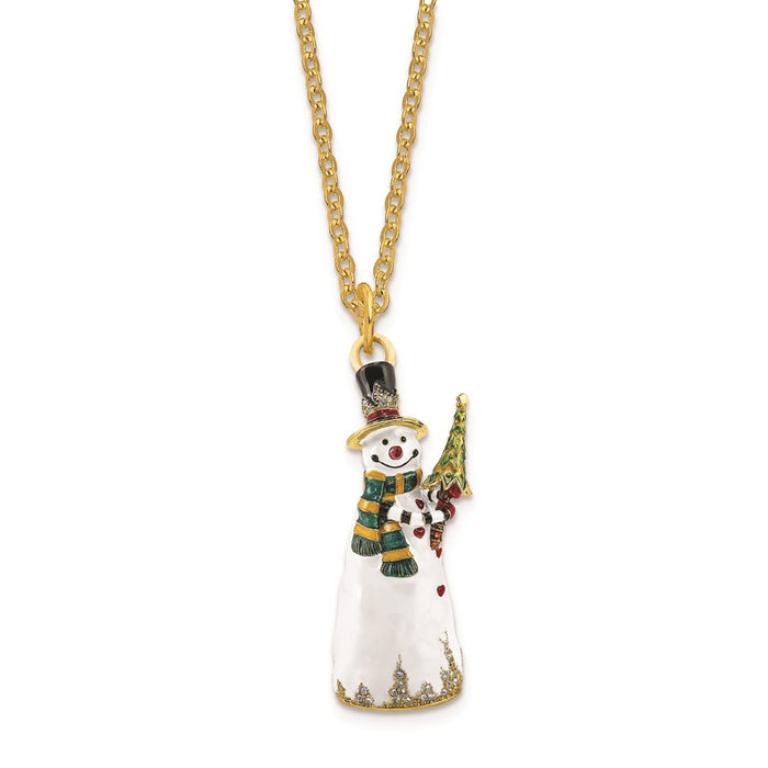 Jere Luxury Giftware, Bejeweled FRITZ Friendly Snowman Trinket Box with Matching Pendant