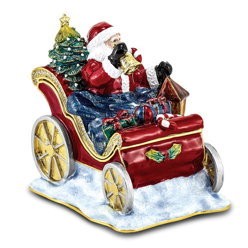 Jere Luxury Giftware, Bejeweled CRUISIN' SANTA in Sleigh Trinket Box with Matching Pendant Trinket Box & Keepsake Container Collectible Gift by Jere Luxury Giftware