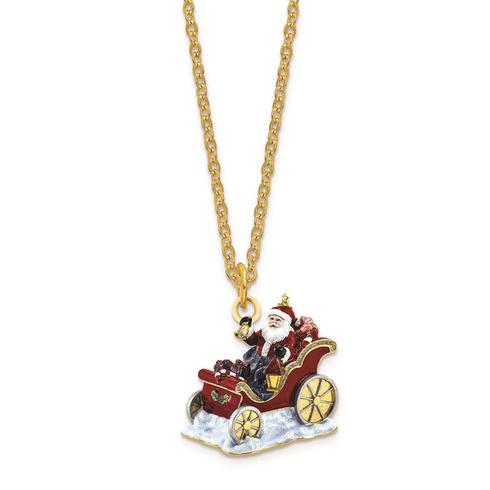 Jere Luxury Giftware, Bejeweled CRUISIN' SANTA in Sleigh Trinket Box with Matching Pendant