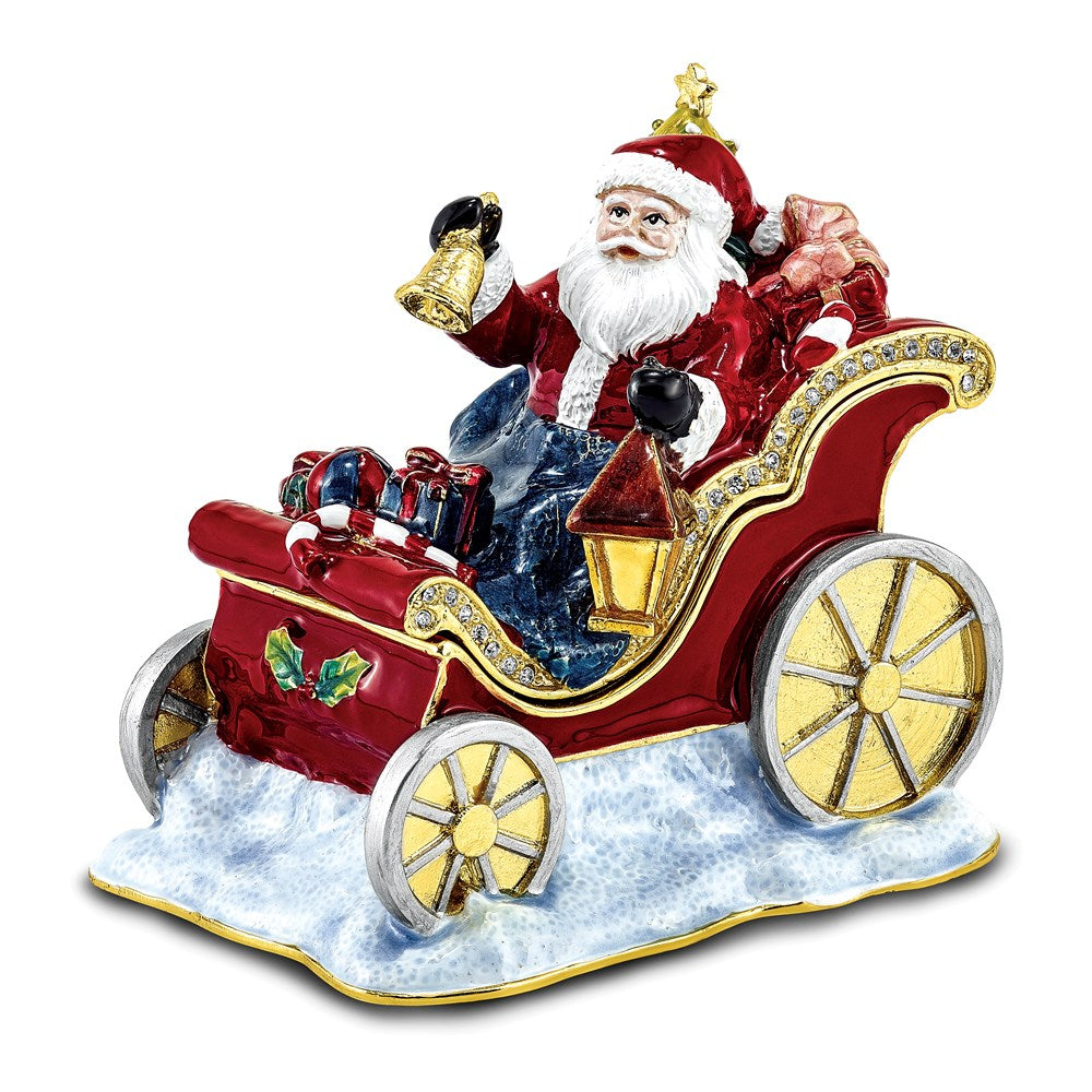Jere Luxury Giftware, Bejeweled CRUISIN' SANTA in Sleigh Trinket Box with Matching Pendant Trinket Box & Keepsake Container Collectible Gift by Jere Luxury Giftware