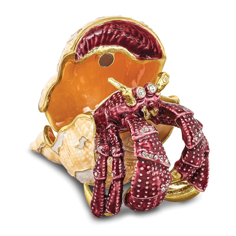 Jere Luxury Giftware, Bejeweled HERMAN Red Leg Hermit Crab Trinket Box with Matching Pendant Trinket Box & Keepsake Container Collectible Gift by Jere Luxury Giftware