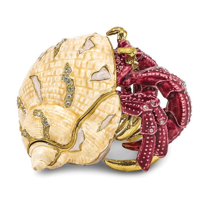 Jere Luxury Giftware, Bejeweled HERMAN Red Leg Hermit Crab Trinket Box with Matching Pendant