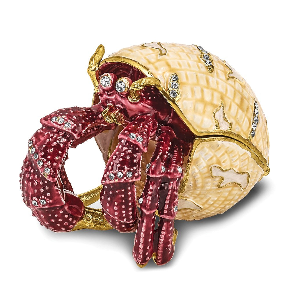 Jere Luxury Giftware, Bejeweled HERMAN Red Leg Hermit Crab Trinket Box with Matching Pendant Trinket Box & Keepsake Container Collectible Gift by Jere Luxury Giftware