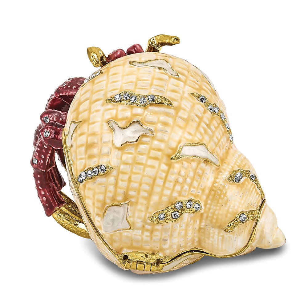 Jere Luxury Giftware, Bejeweled HERMAN Red Leg Hermit Crab Trinket Box with Matching Pendant Trinket Box & Keepsake Container Collectible Gift by Jere Luxury Giftware