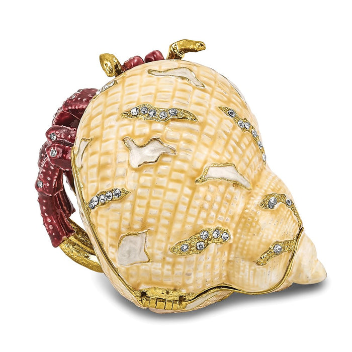 Jere Luxury Giftware, Bejeweled HERMAN Red Leg Hermit Crab Trinket Box with Matching Pendant