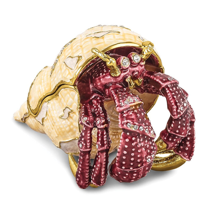 Jere Luxury Giftware, Bejeweled HERMAN Red Leg Hermit Crab Trinket Box with Matching Pendant