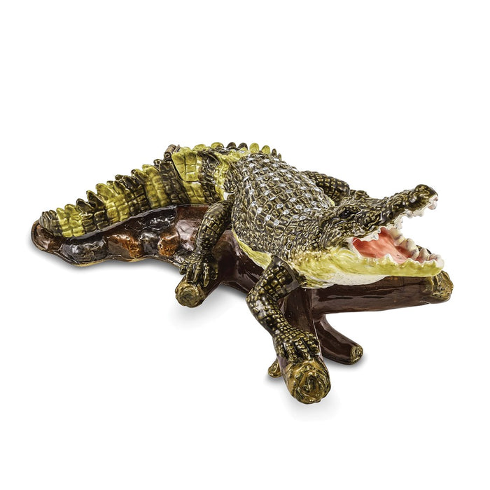 Jere Luxury Giftware, Bejeweled COCO Fierce Crocodile Trinket Box with Matching Pendant