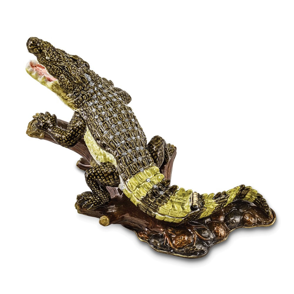 Jere Luxury Giftware, Bejeweled COCO Fierce Crocodile Trinket Box with Matching Pendant Trinket Box & Keepsake Container Collectible Gift by Jere Luxury Giftware