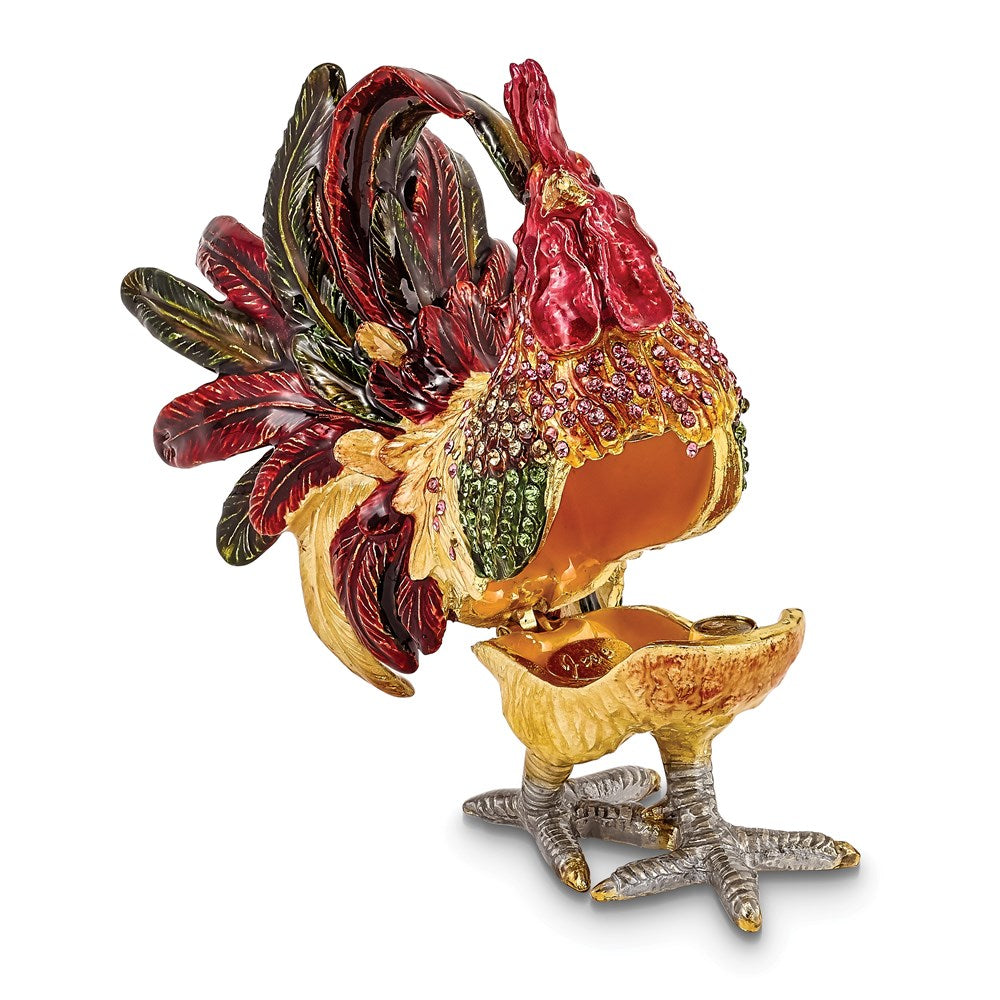 Jere Luxury Giftware, Bejeweled RORY Strutting Rooster Trinket Box with Matching Pendant Trinket Box & Keepsake Container Collectible Gift by Jere Luxury Giftware
