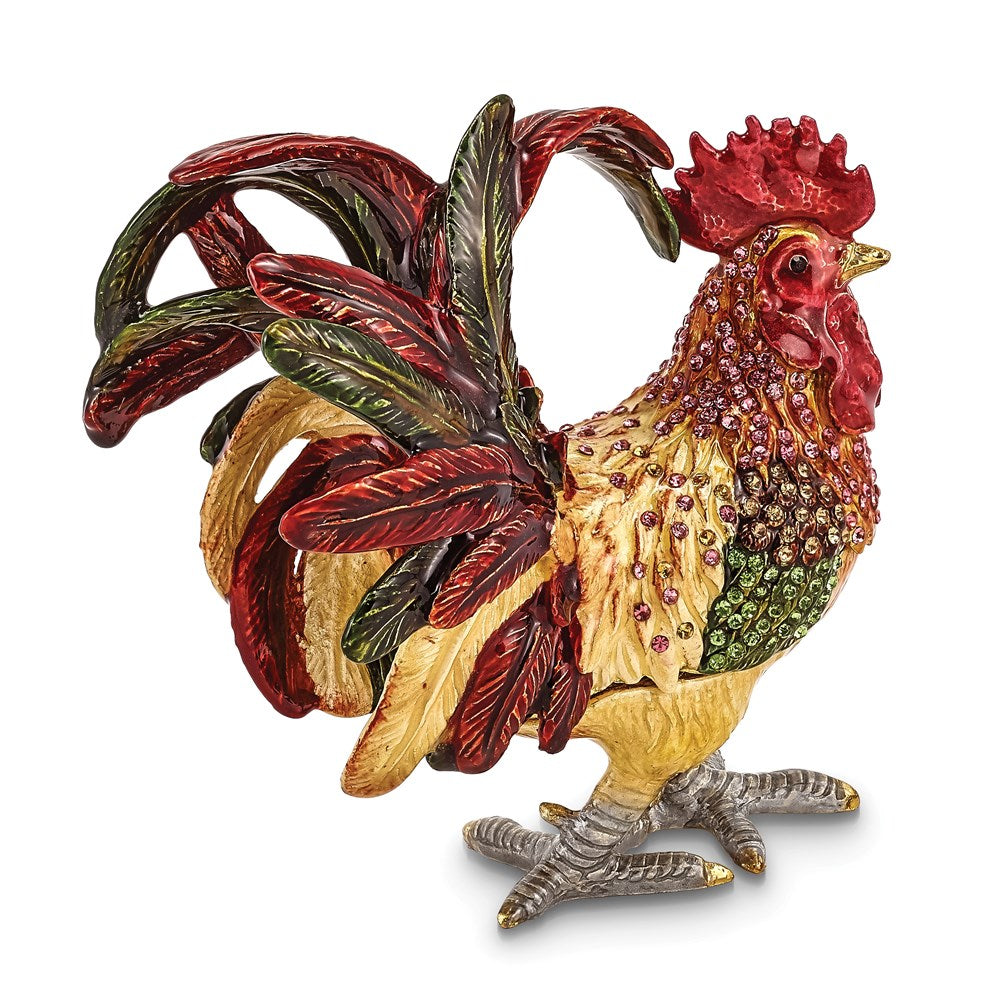 Jere Luxury Giftware, Bejeweled RORY Strutting Rooster Trinket Box with Matching Pendant Trinket Box & Keepsake Container Collectible Gift by Jere Luxury Giftware