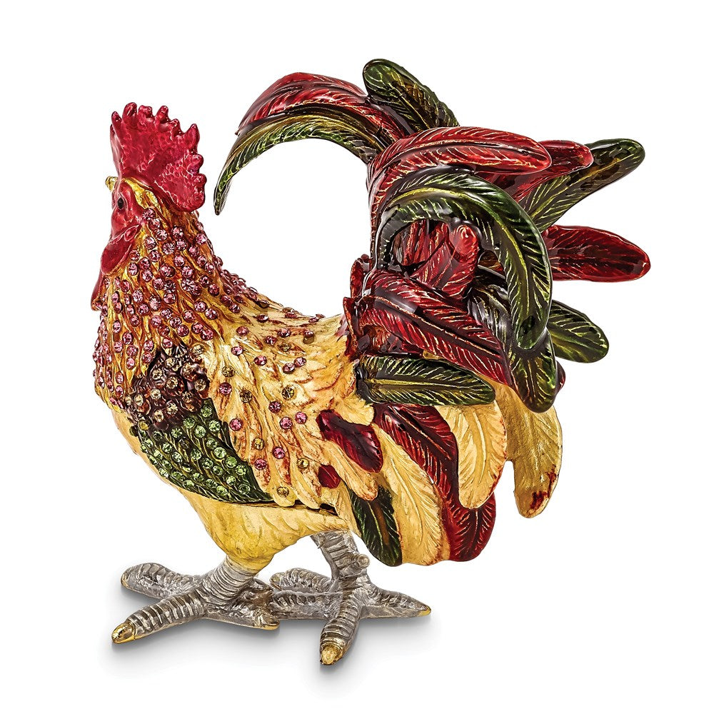 Jere Luxury Giftware, Bejeweled RORY Strutting Rooster Trinket Box with Matching Pendant Trinket Box & Keepsake Container Collectible Gift by Jere Luxury Giftware