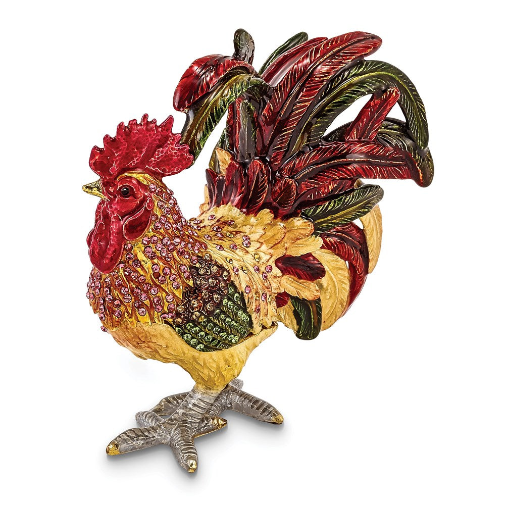 Jere Luxury Giftware, Bejeweled RORY Strutting Rooster Trinket Box with Matching Pendant Trinket Box & Keepsake Container Collectible Gift by Jere Luxury Giftware