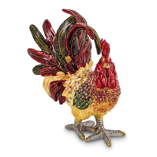 Jere Luxury Giftware, Bejeweled RORY Strutting Rooster Trinket Box with Matching Pendant Trinket Box & Keepsake Container Collectible Gift by Jere Luxury Giftware