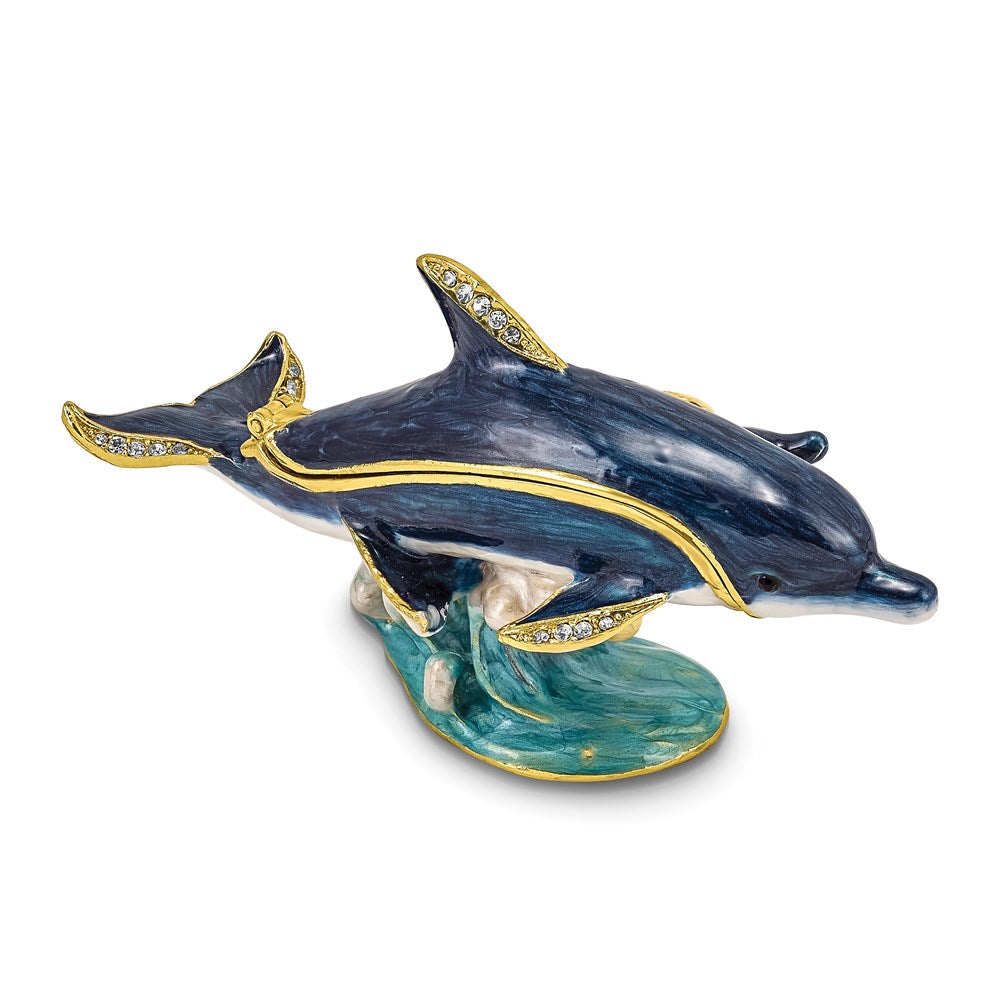 Jere Luxury Giftware, Bejeweled DOLLY & DYLAN Blue Dolphin & Baby Trinket Box with Matching Pendant Trinket Box & Keepsake Container Collectible Gift by Jere Luxury Giftware