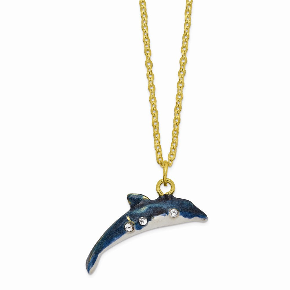 Jere Luxury Giftware, Bejeweled DOLLY & DYLAN Blue Dolphin & Baby Trinket Box with Matching Pendant Trinket Box & Keepsake Container Collectible Gift by Jere Luxury Giftware