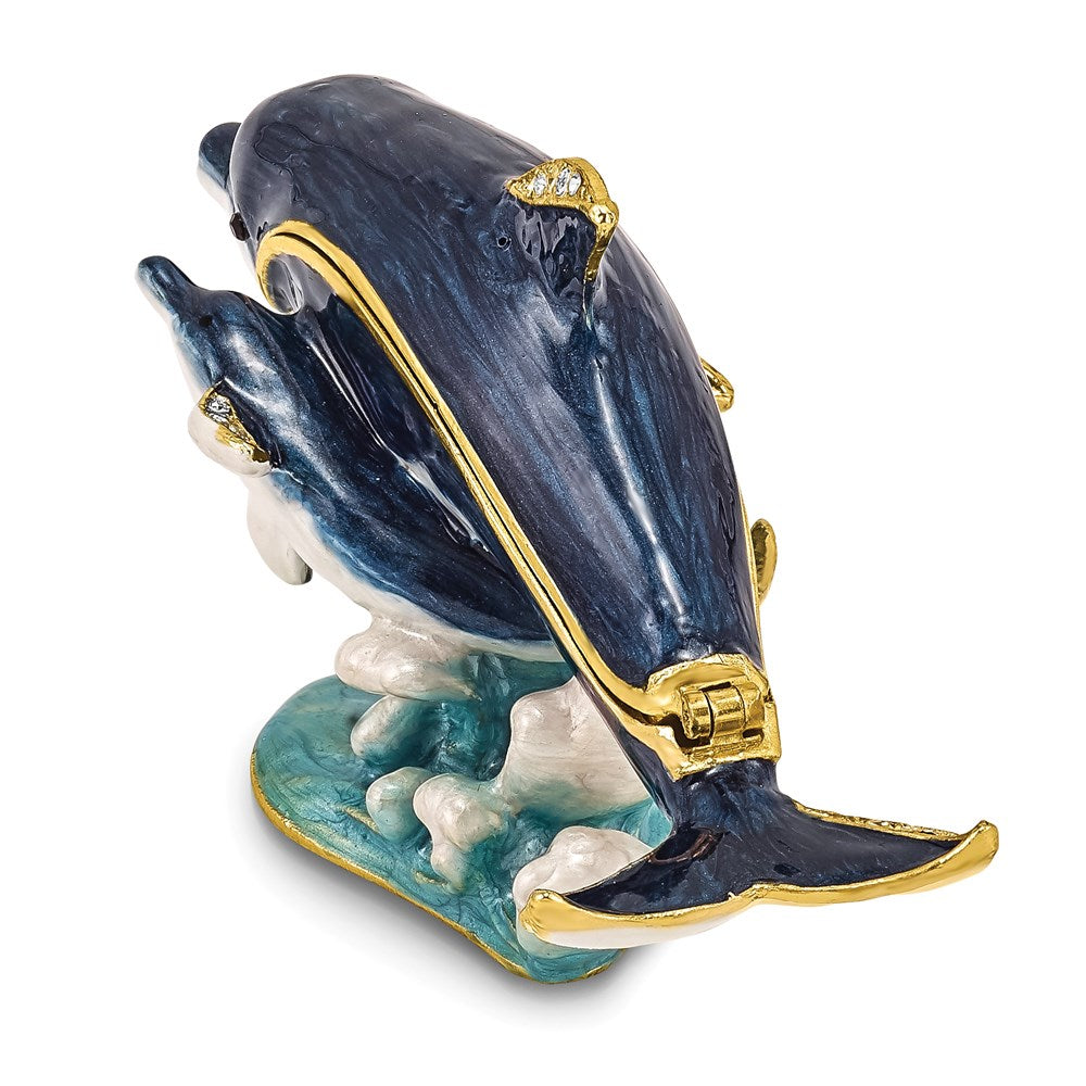 Jere Luxury Giftware, Bejeweled DOLLY & DYLAN Blue Dolphin & Baby Trinket Box with Matching Pendant Trinket Box & Keepsake Container Collectible Gift by Jere Luxury Giftware