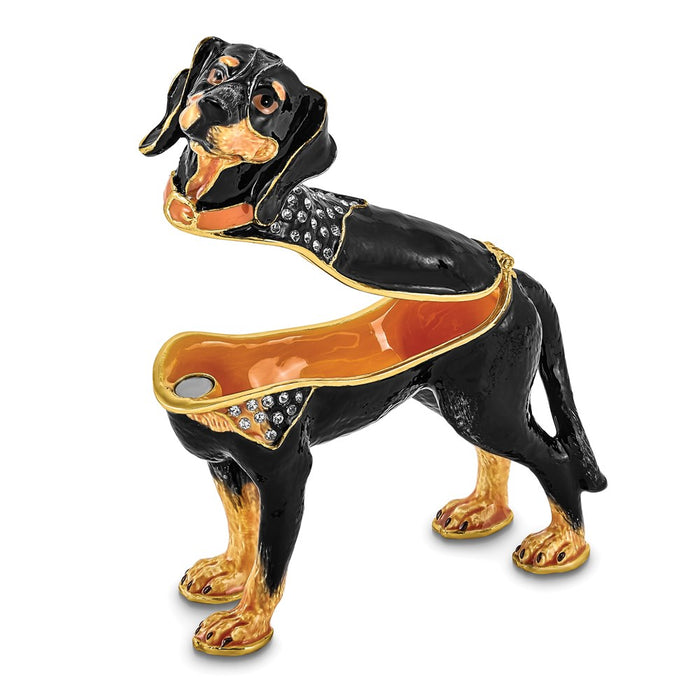 Jere Luxury Giftware, Bejeweled KNOX Bluetick Coonhound Trinket Box with Matching Pendant