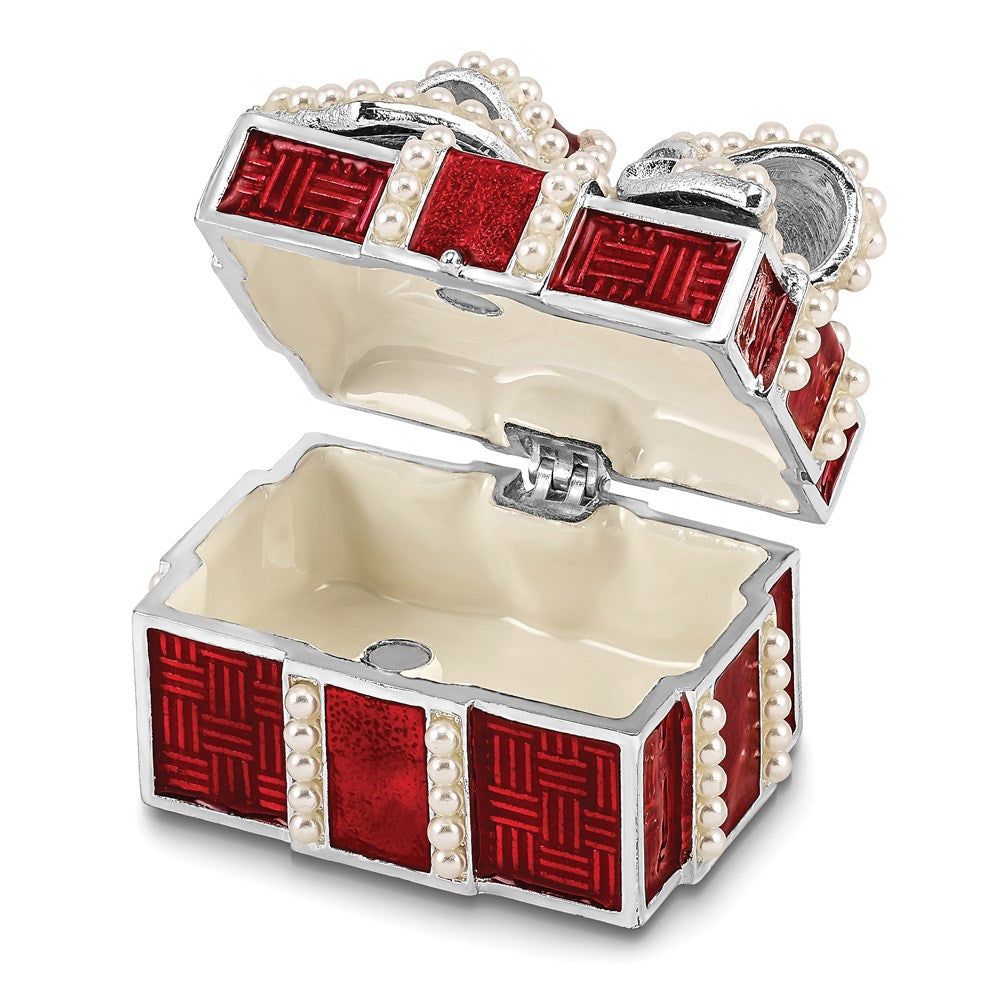 Jere Luxury Giftware, Bejeweled EXCITEMENT Faux Pearl Red Gift Box Trinket Box with Matching Pendant Trinket Box & Keepsake Container Collectible Gift by Jere Luxury Giftware