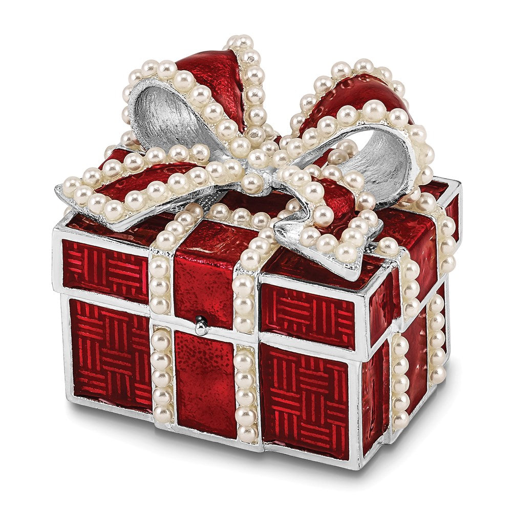 Jere Luxury Giftware, Bejeweled EXCITEMENT Faux Pearl Red Gift Box Trinket Box with Matching Pendant Trinket Box & Keepsake Container Collectible Gift by Jere Luxury Giftware
