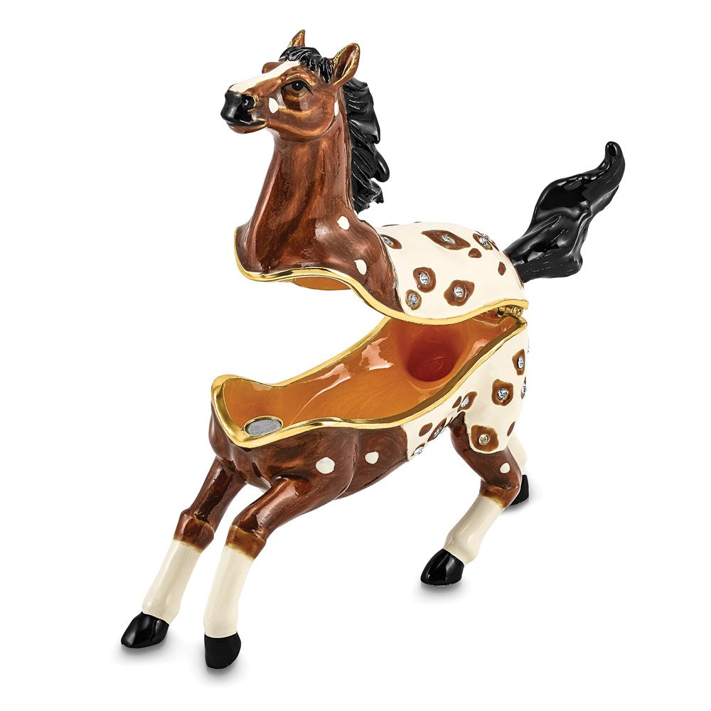 Jere Luxury Giftware, Bejeweled ASPEN Appaloosa Horse Trinket Box with Matching Pendant Trinket Box & Keepsake Container Collectible Gift by Jere Luxury Giftware