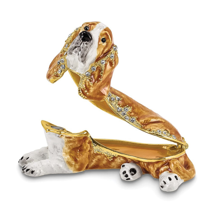 Jere Luxury Giftware, Bejeweled OTIS Bassett Hound Trinket Box with Matching Pendant