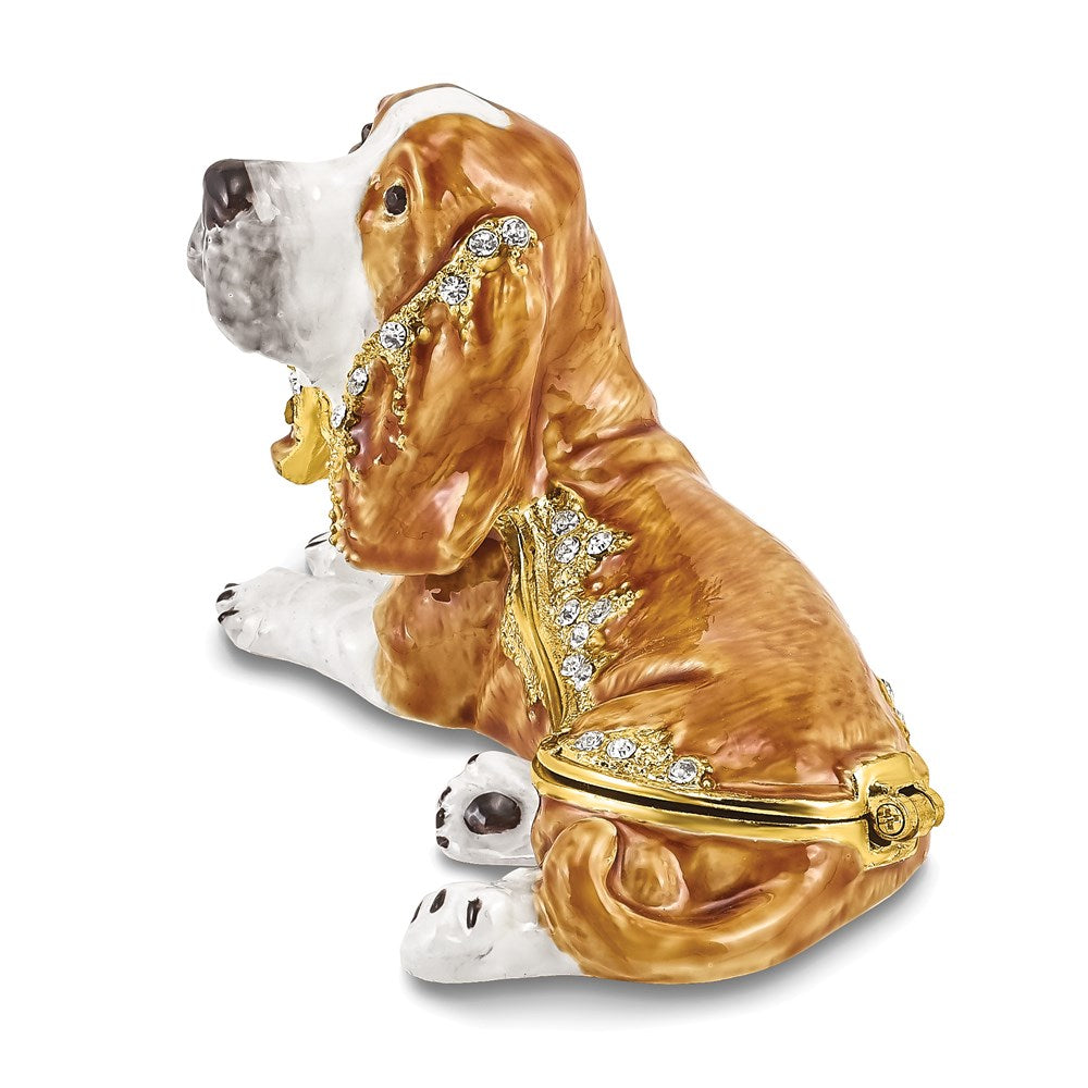 Jere Luxury Giftware, Bejeweled OTIS Bassett Hound Trinket Box with Matching Pendant Trinket Box & Keepsake Container Collectible Gift by Jere Luxury Giftware