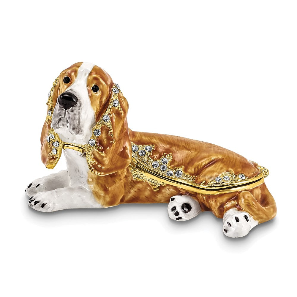 Jere Luxury Giftware, Bejeweled OTIS Bassett Hound Trinket Box with Matching Pendant Trinket Box & Keepsake Container Collectible Gift by Jere Luxury Giftware
