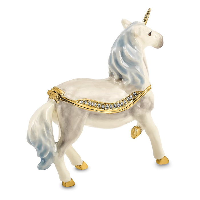 Jere Luxury Giftware, Bejeweled SUNNY Enchanted Unicorn Trinket Box with Matching Pendant