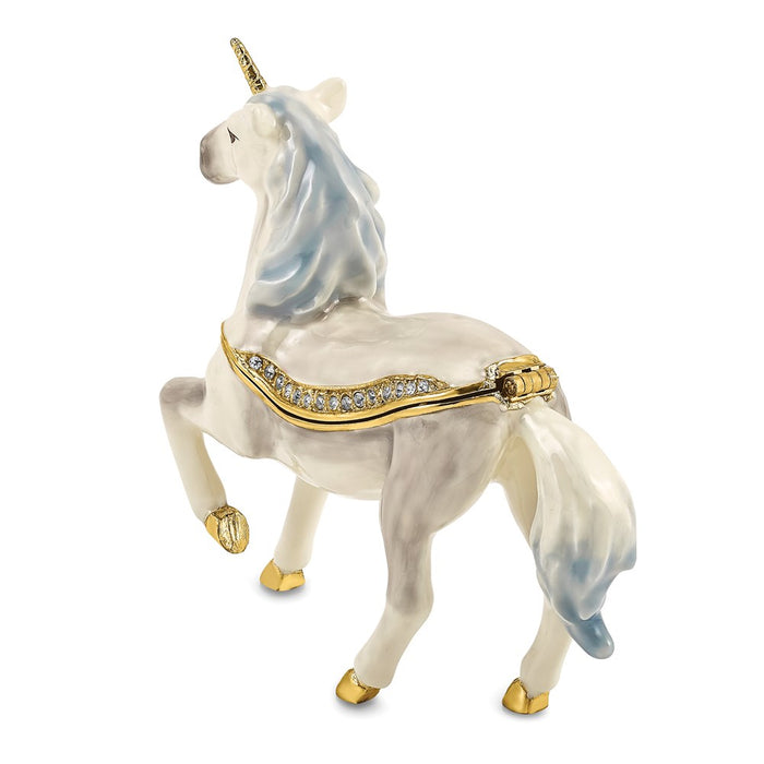 Jere Luxury Giftware, Bejeweled SUNNY Enchanted Unicorn Trinket Box with Matching Pendant